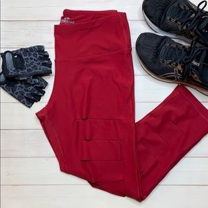 Red Slit Leggings